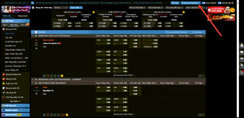 Kèo DEC - Thập phân